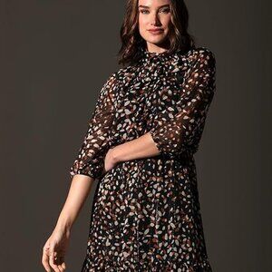 London Times Women's Bow Neck Smocked Waist Flounce Hem Dress, Reg. $99